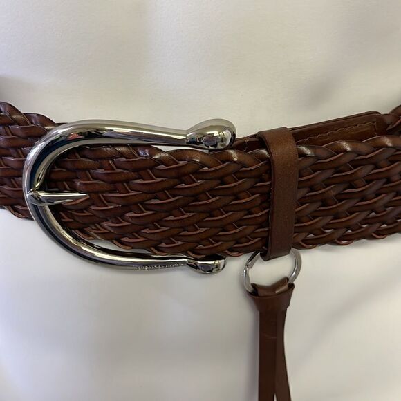 Michael Michael Kors Brown Basketweave Belt with Silver Hardware and Charms- Med main image 15